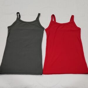 No Boundaries Army Green & Red Tank Tops